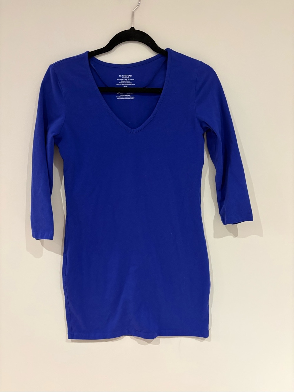 Le Château Deep Blue V-Neck Stretch Top